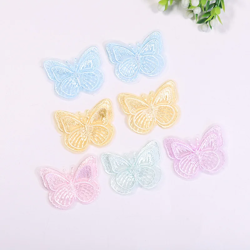 

20PCS New clothes decorative patch applique fashion macaroon colour double polyester embroidery butterfly patch cloth stickers