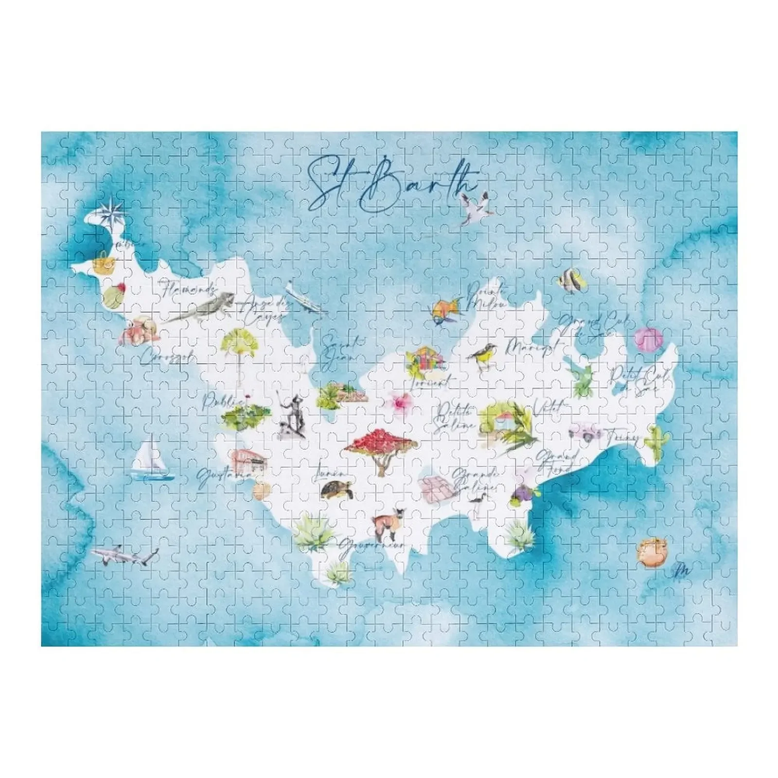 Map of Saint-Barthélemy's districts - 2022 Edition Jigsaw Puzzle Personalized For Kids Custom Child Gift Puzzle