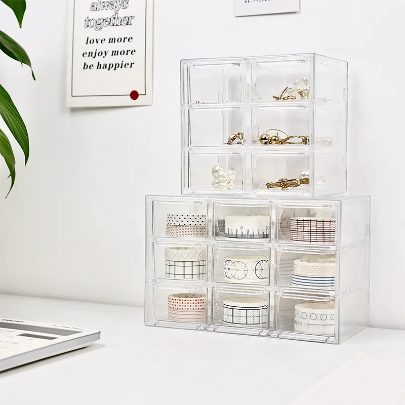 

Transparent Nine-squared Six-squared Dust-proof Drawer Cosmetics Storage Storage Box Stationery Jewelry 12-squared