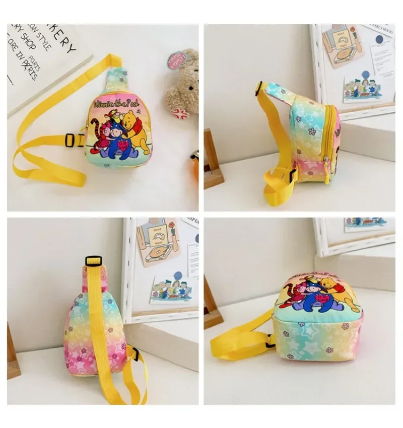 Disney Stitch Children Chest Bag Small Cartoon Princess Pooh Bear Boy Girl Cute Mini Outdoor Shoulder Bags Kid Zipper Wasit Bag