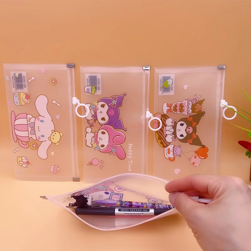 산리오 쿠로미 A6 파일 가방, 투명 대용량 스냅테스트 용지 보관 가방, 학생 문구 정보 가방, 12 개, 24 개