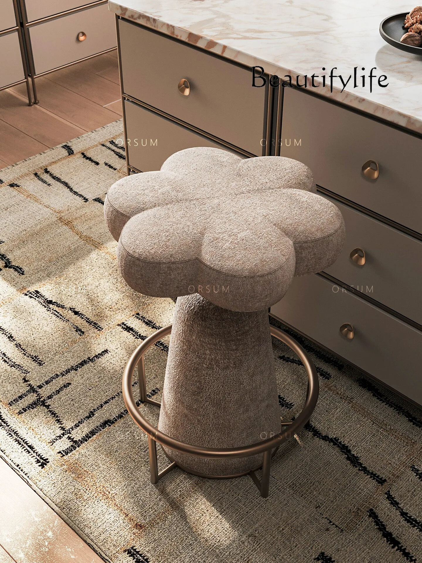 

French Retro Minority Modern Art Barstool Designer Nordic Solid Wood Leather Fabric