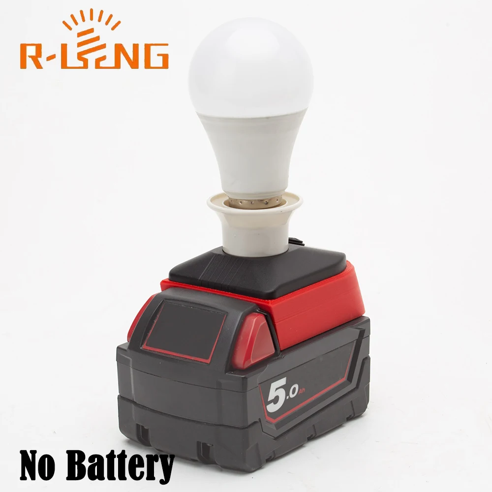 5W LED Bulb E27 Portable Light Bulb for Milwaukee 18V Lithium Battery Home Bedroom Christmas Party Decoration(NO Battery )
