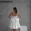 RODDRSYA Lace Mini Strapless Wedding Dresses Satin A-Line Sleeveless Brial Gowns With Bow Backless свадебное платье Custom 3
