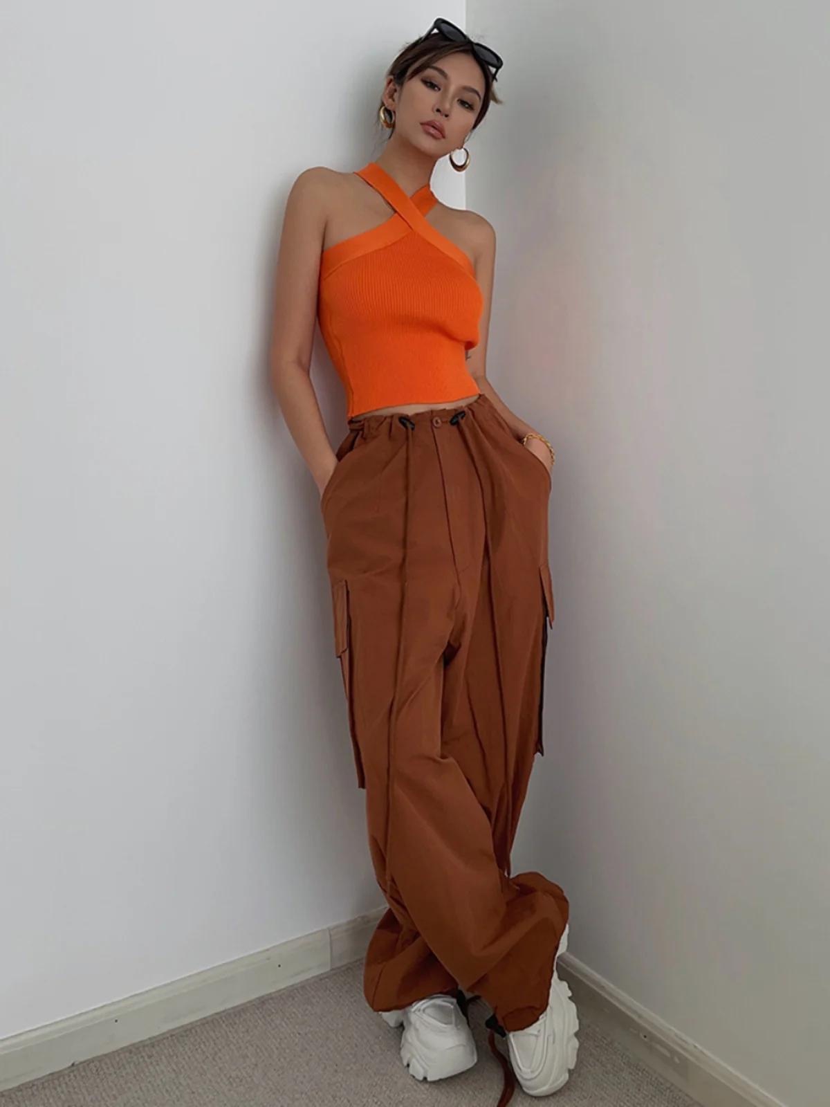 

High Street Spicy Girl Pleated Leggings Overalls