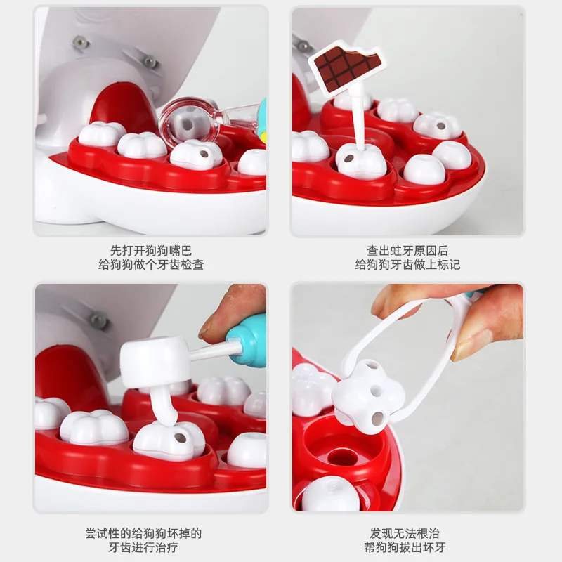 Children Simulation Dog Tooth Extraction Pretend Play Medica Doctor Toy Filling Pet Dentist Care Toy Set Kids Birthday Gifts