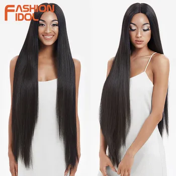 FASHION IDOL Parrucche sintetiche in pizzo dritto 38 "Parrucca anteriore in pizzo per capelli lisci super lunghi Lolita Parrucche Cospaly bionde rosa per donna