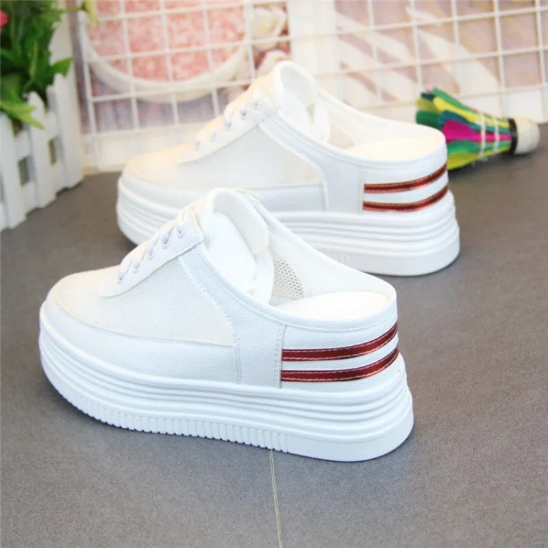 

Модные женские полутапочки heelless, большие размеры, обувь 2022 Baotou на толстой подошве, высокая маленькая белая обувь, шлепанцы для студентов, сандалии