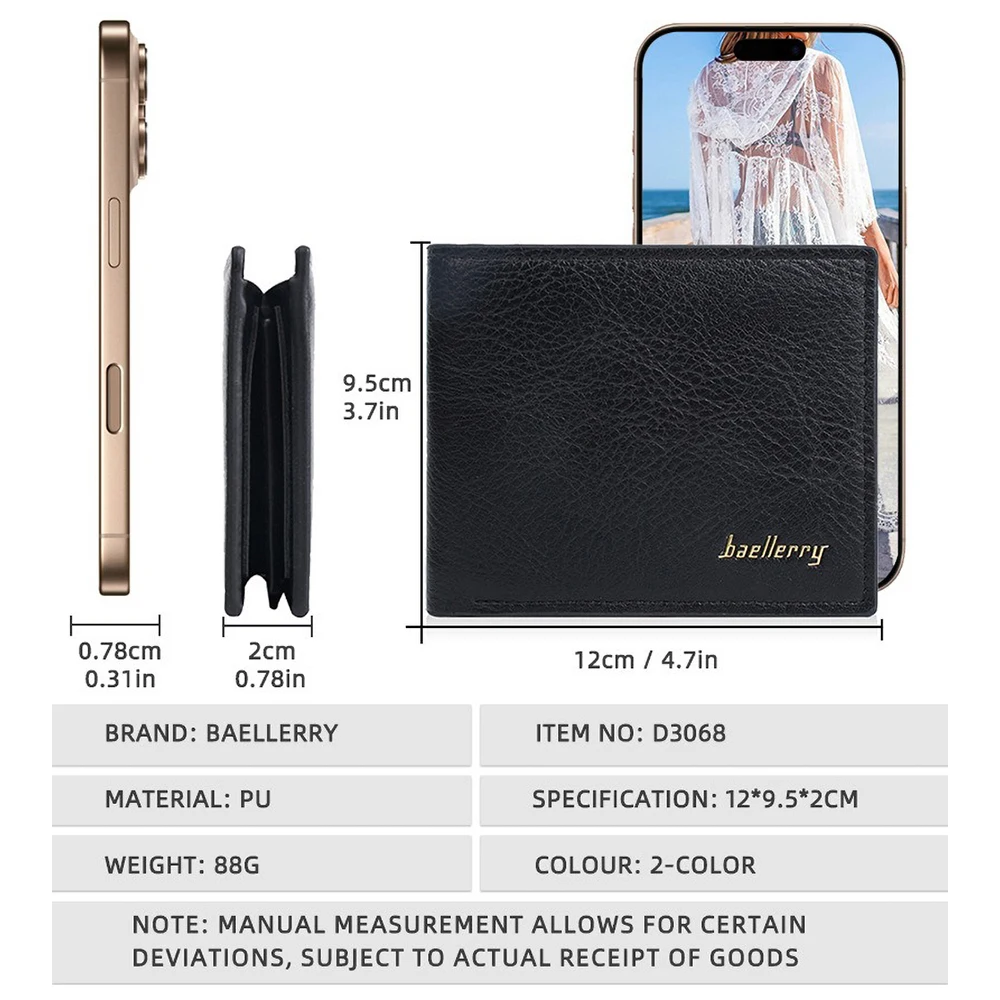 Baellerry Classic Short Genuine Leather Men Wallets Fashion Coin Pocket Card Holder Men Purse Simple Quality