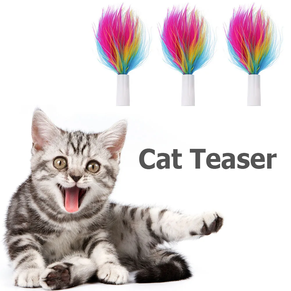 3pcs Cat Stick Feathers Accessories Automatic Stick Feathers Replacement Head Teaser Cat Toys Interactive Electric Cat Toys