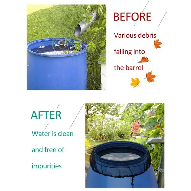 Hálófedél Az Esőhordó Levélszűrő Képernyőn A Húzózsinórral Ellátott Esővödör Burkolatával Lehullott Levelek Megelőzésére Törmelék Kicsi - Image 2