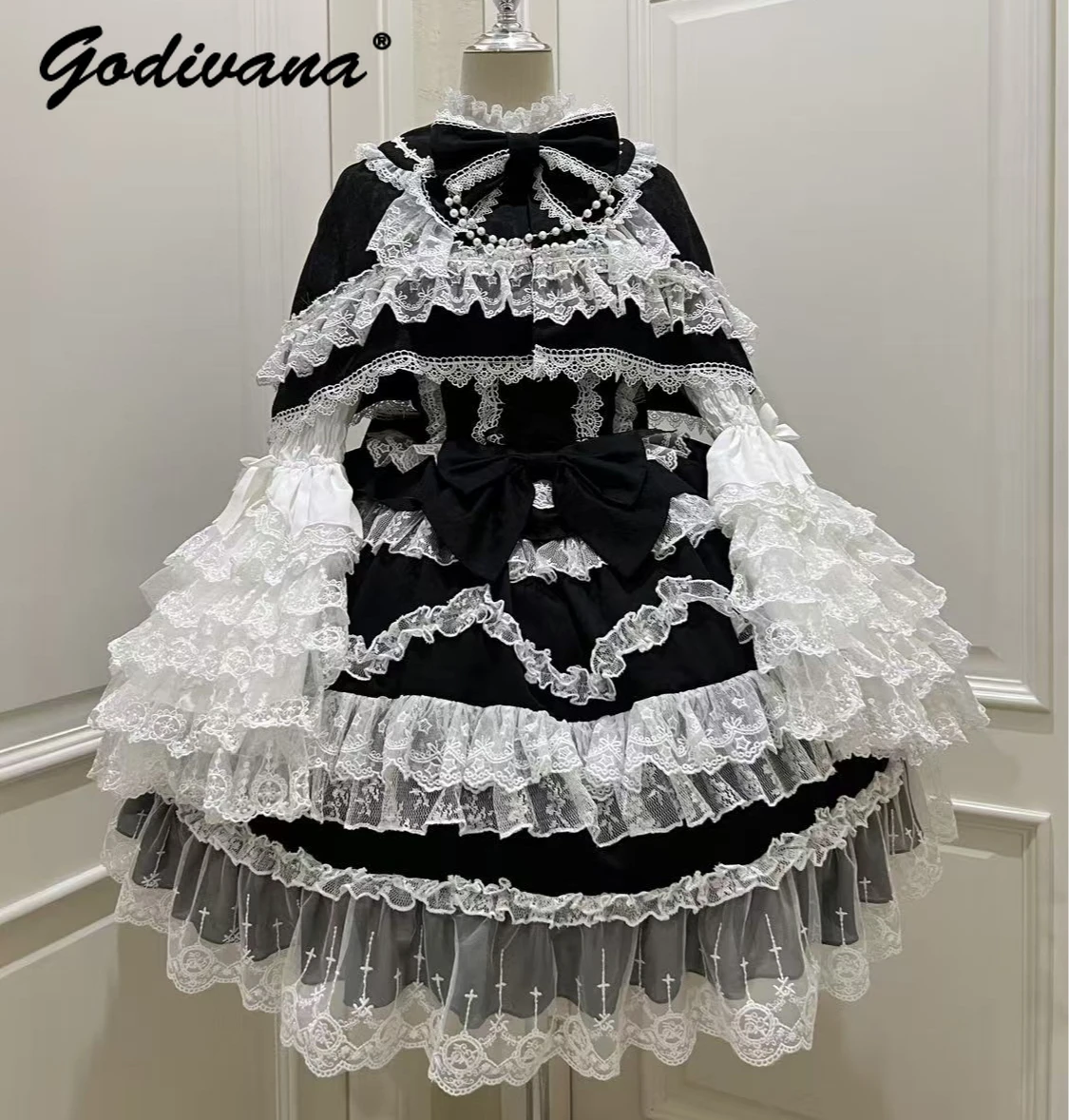 Lolita Dress Original Lolita Dress Cape Set New Spring Autumn Sweet Girl Lace Princess Jsk Cake Dress Fairy Suspender Shirt Outfit