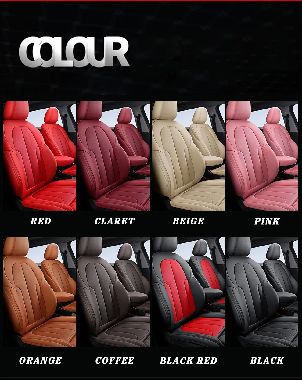 Xtremeauto 15pc Red/Black Car Seat Covers For Fiat 500 – Full Set, Washable