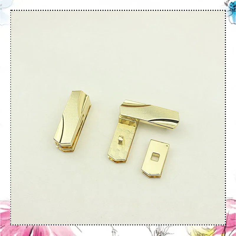 

10Pcs K Gold Metal Lock Clasp Rectangle Press Push Swivel Twist Locks Buckles DIY Bags Hardware Parts Decoration Accessories