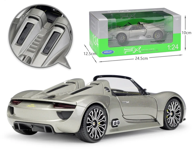 Wellyダイキャストモデルカー1:24スケールポルシェ918 spyder