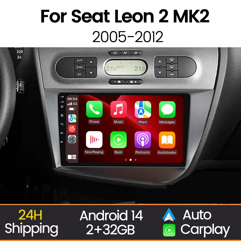 MEKEDE 9 ''Android pantalla Radio de coche para Seat Leon 2 MK2 2005 - 2012 reproductor Multimedia inalámbrico Carplay Auto GPS navegación estéreo 1