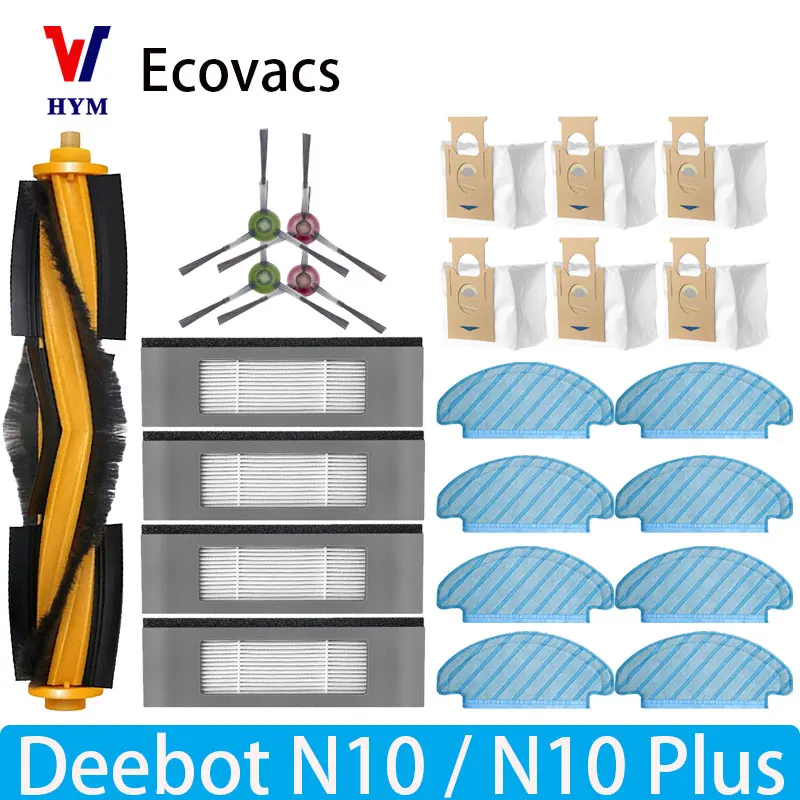 ECOVACS DEEBOT N10 N10 PLUS Robot Vacuum Cleaner Main Side Brush Hepa Filter Mop Cloth Dust Bag Replacement Parts main side brush filter mop cloth replacement accessories for ecovacs deebot n9 plus self cleaning robot vacuum cleaner