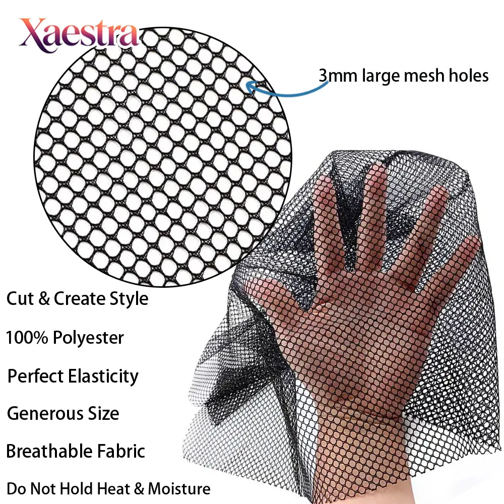 Hair Weaving Net For Diy Wig Making Stretchy Black Mesh Net For Hair Weaving Durable Weaving Base Net For Human & Synthetic Hair - 3