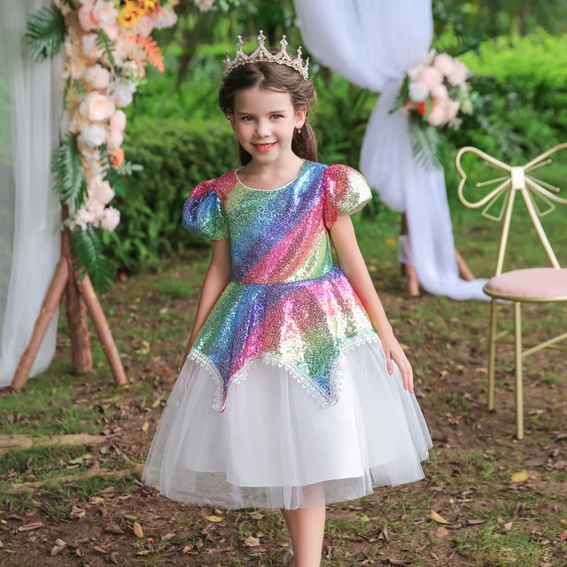 2022 Summer Teenager Kids Girls Clothes Floral Mesh Princess White