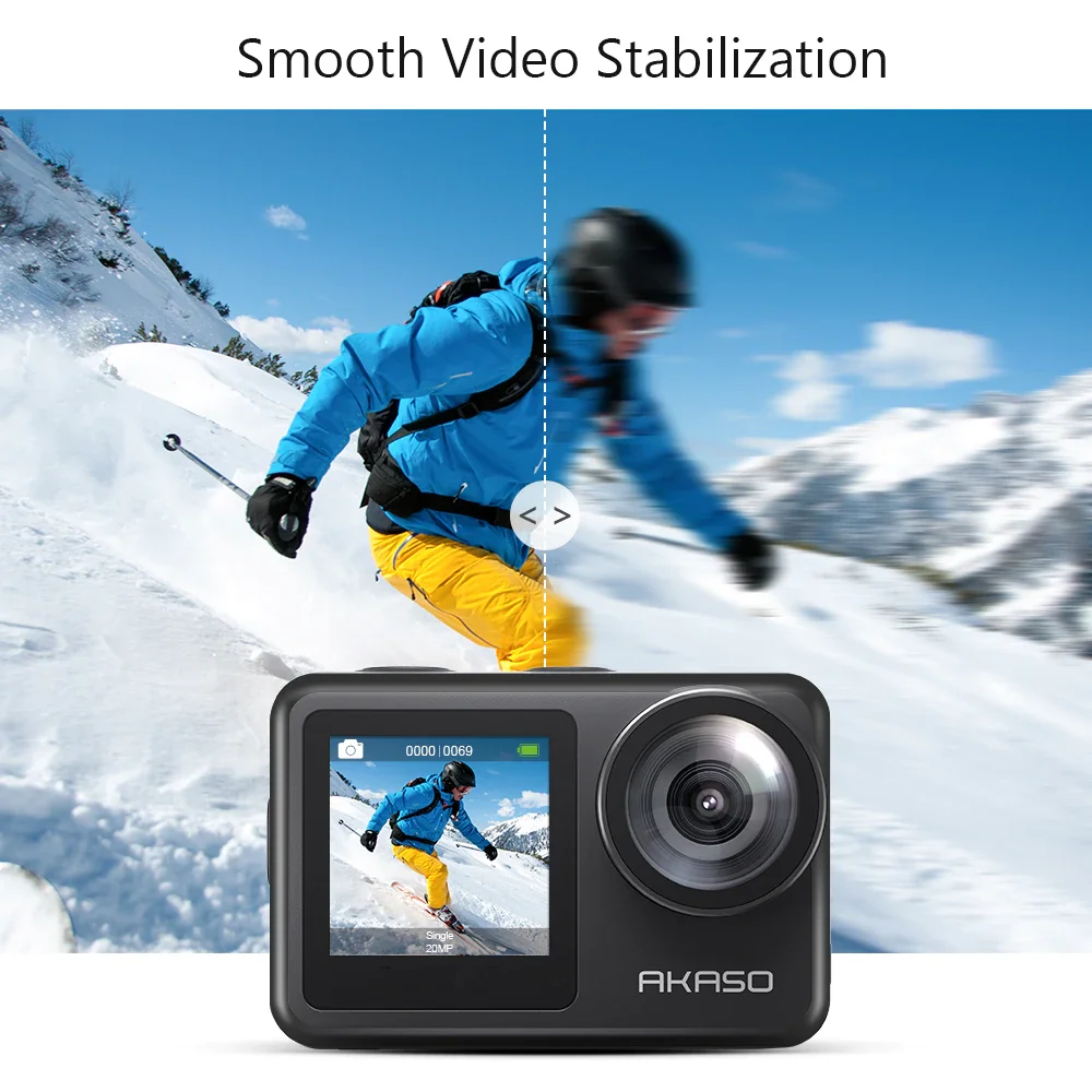 Caméra Sport Étanche 4K - 24MP WiFi Appareil Photo avec Écran Tactile EIS  8X Zoom, Microphone sans Fil, Ensemble de Piles et de Chargeurs et Kits  d'accessoires, Caméra d'action pour Vélo Moto