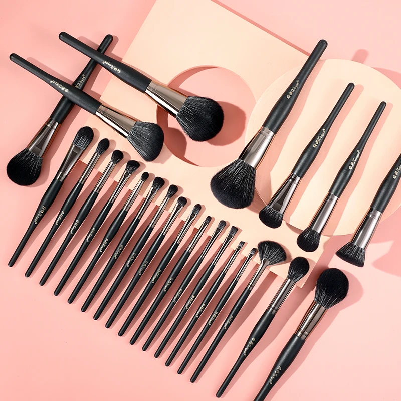 FJER Luxury Black Professional Makeup Brush Set Big Powder Brush Foundation Natural Blending Cosmetic Brush Tools maquillage