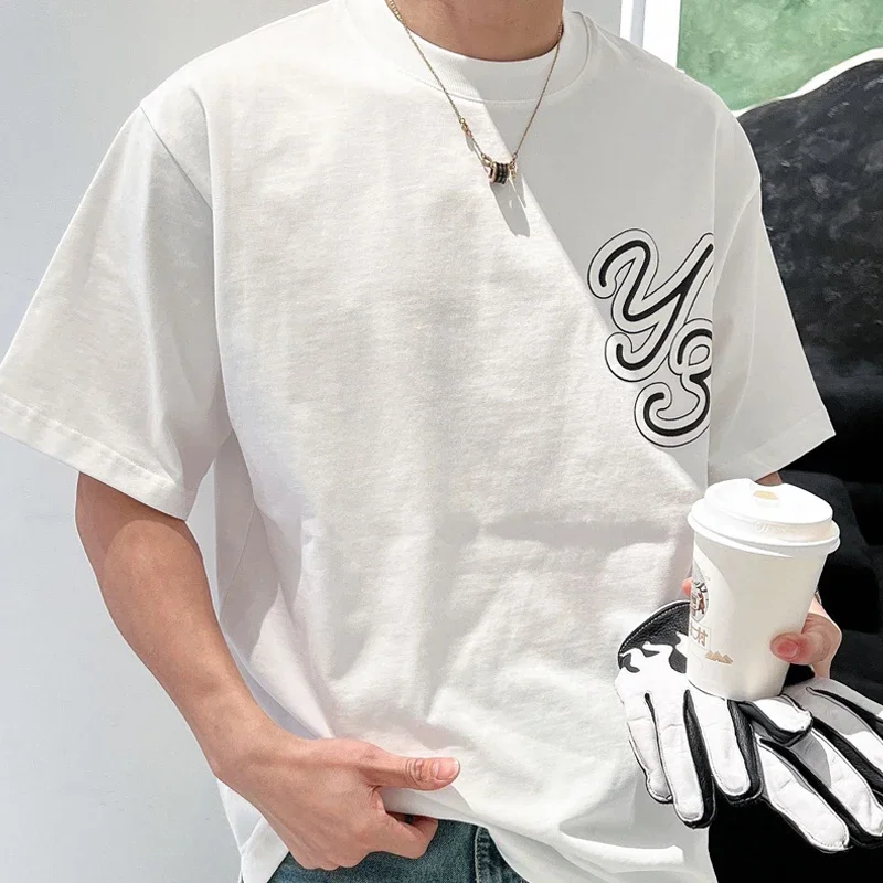 

Yohji Yamamoto Y-3 Foam Printed Logo Round Neck Short Sleeve T-shirt Men And Women Summer Simple Loose Y3 Half Sleeve