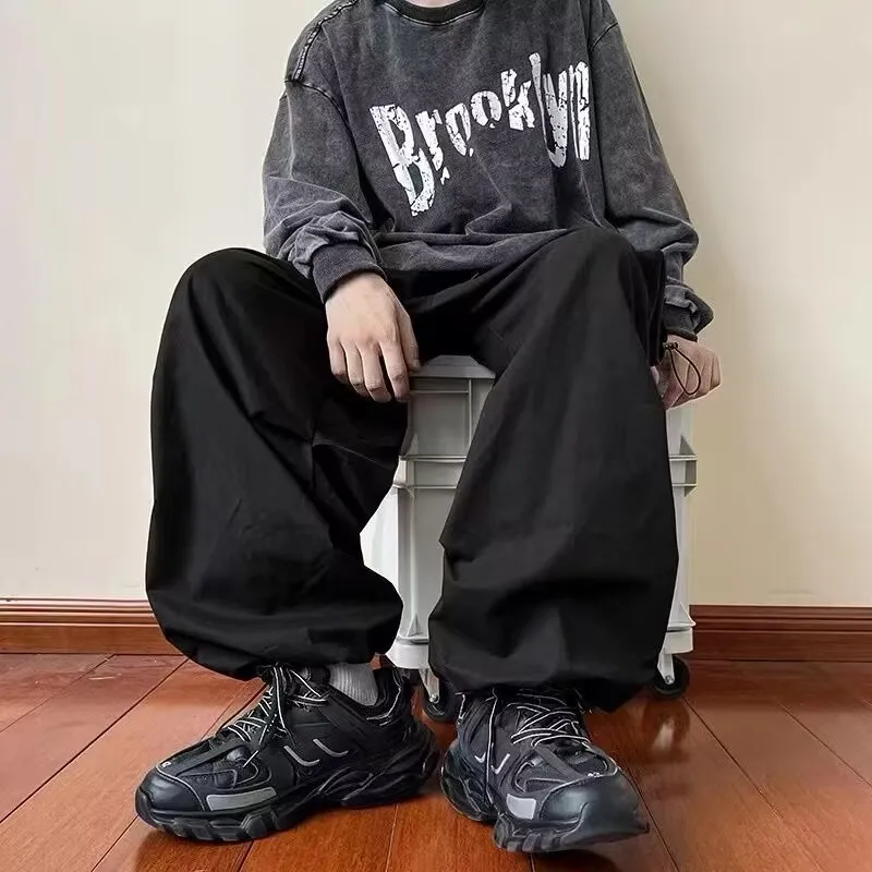Y2K Cargo Pants Streetwear Men Jogger Sweatpants Women Casual Solid Pockets Baggy Wide Leg Trousers Harajuku Hippie Joggers Sweatpants Pantalones