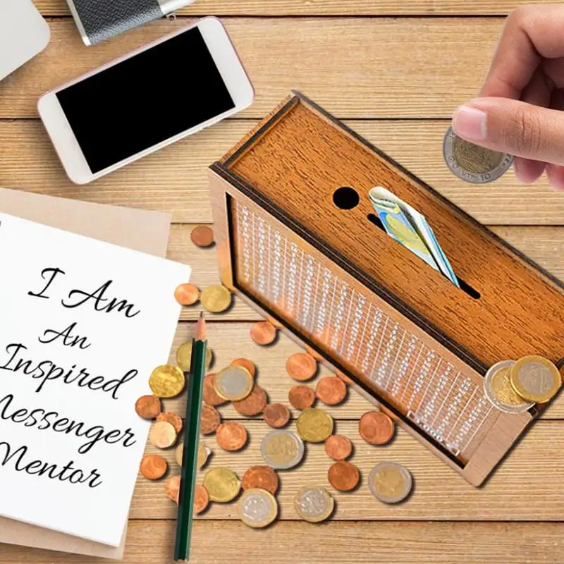 

Kids Wooden Money Box Creative Money Saving Storage Box With Counter Piggy Bank Handmade Multipurpose Handmade Money Saving Box