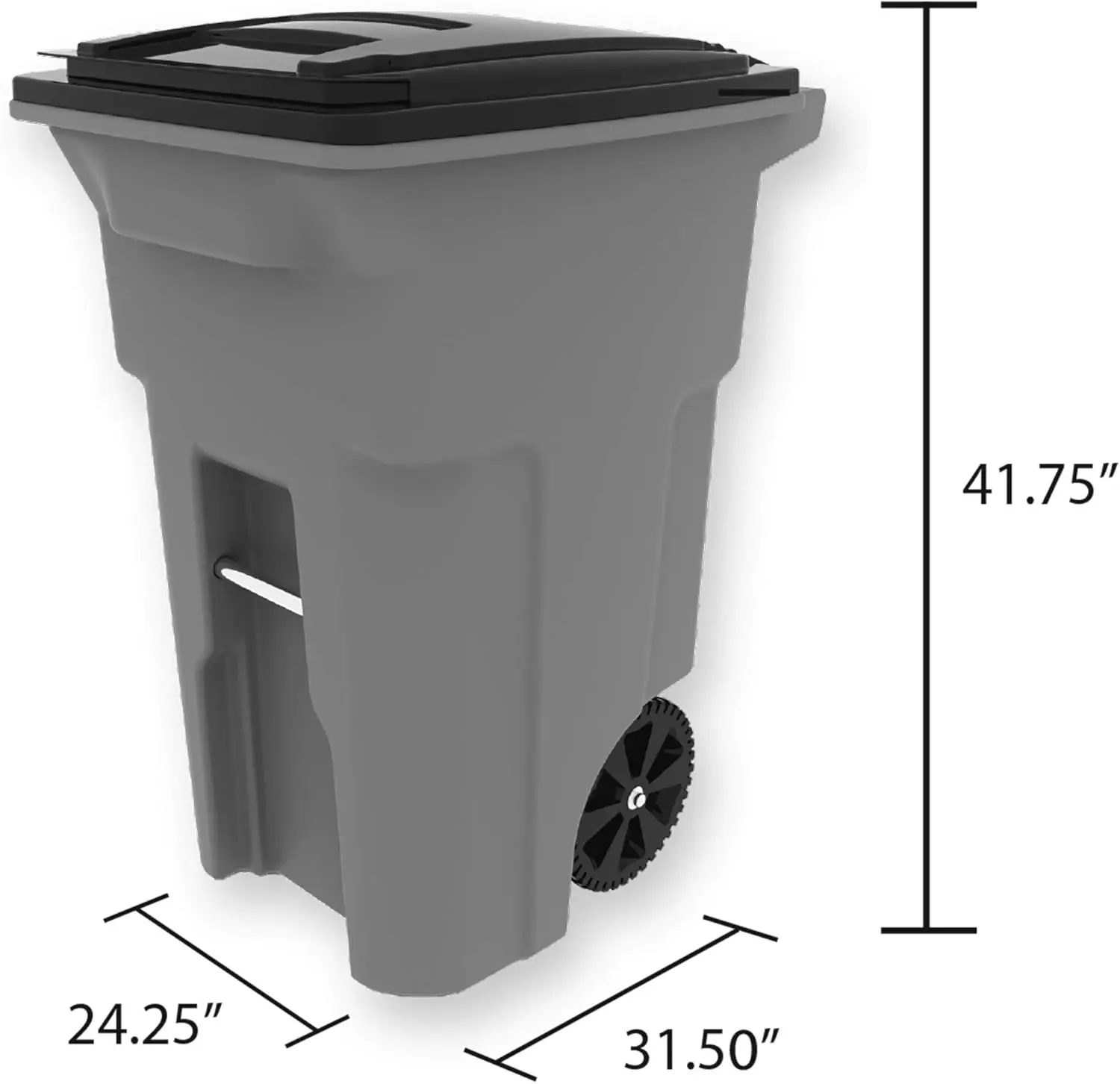 25564-R1209 Residential Heavy Duty Two Wheeled Trash Can, Blackstone, 64 Gallon
