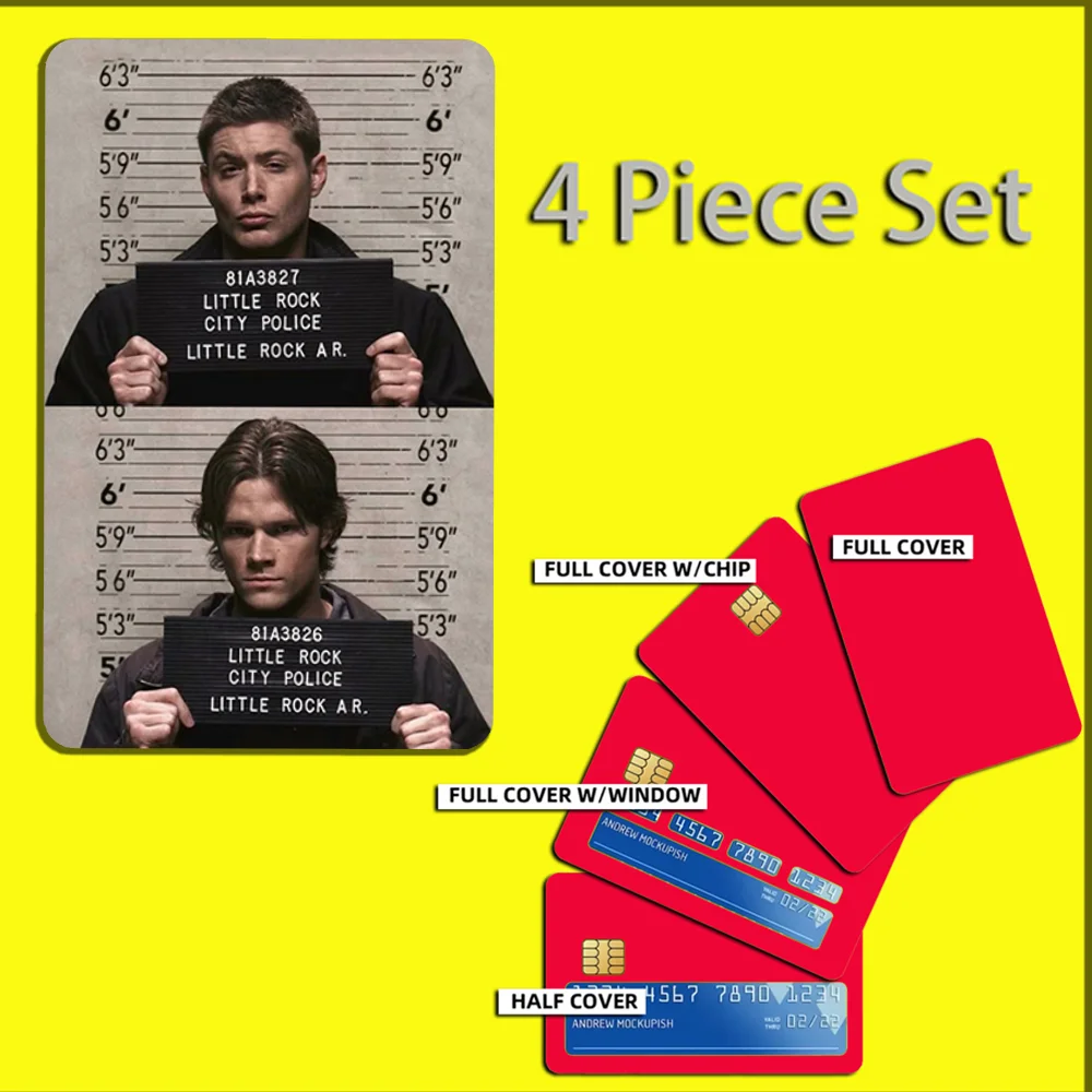 Dean Winchester S-Supernaturals Stickers For Debit Bank Credit Cards Metro Bus Pass Sticker Decoration Cover 4PCS Card Skin