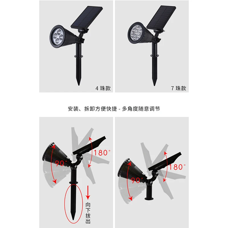 Outdoor Waterproof Solar Spotlights Colorful Tree-shooting Landscape Lights Garden Rain-proof Lawn Led Ground Plug-in Lamps Hot 5