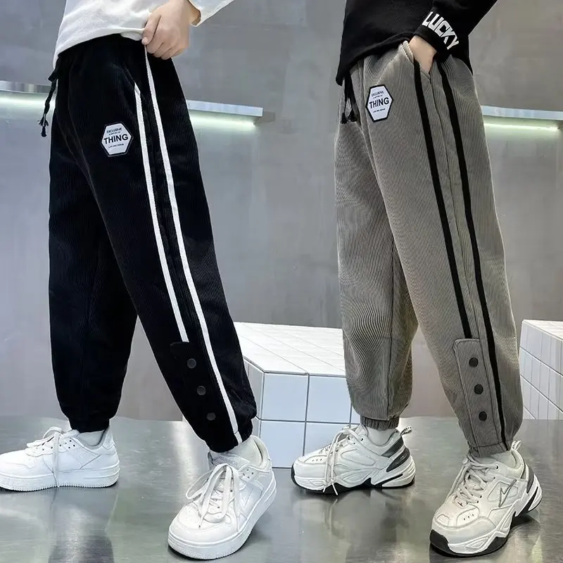 

Детские повседневные брюки, модные спортивные брюки в Корейском стиле для мальчиков, поглощающие пот и дышащие спортивные брюки, Высококачественная детская одежда