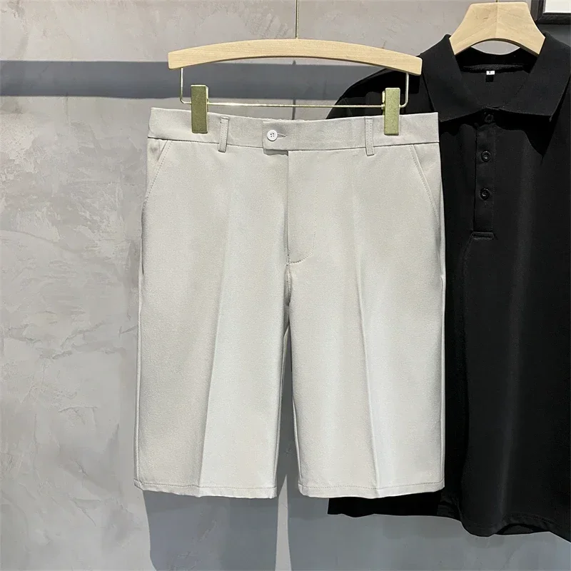 Chino Shorts Men Front Pleated Shorts Casual Bermuda Work Wear Shorts Korean Fashion Pants For Summer 4