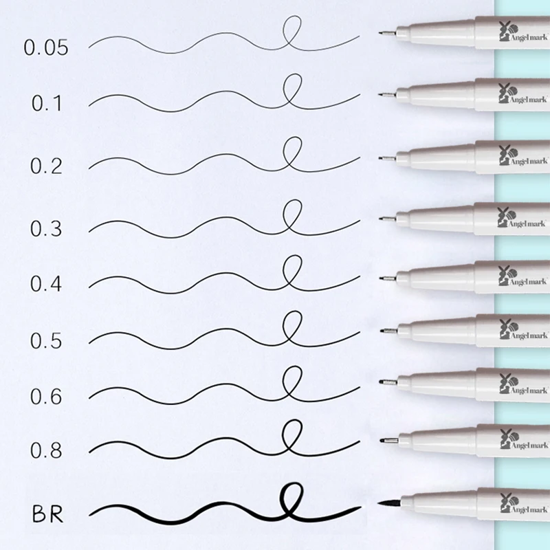 AngelMark 1Pc Drawing Needle Pen Art Marker Professional Hand-painted Hook Line Sketch Journal Writing School Student Supplies 9 pcs set watercolor brush round tip detail paint brushes set hook line pen art supplies for oil gouache watercolor acrylic
