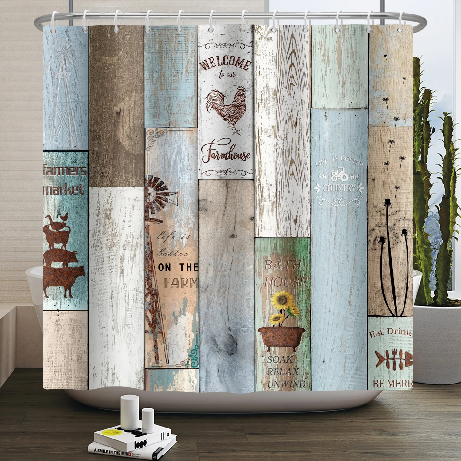 Tenda Doccia Tessuto Impermeabile Vintage Con Fiori E Farfalle – 180x180 Cm, Set Con Ganci, Grigio