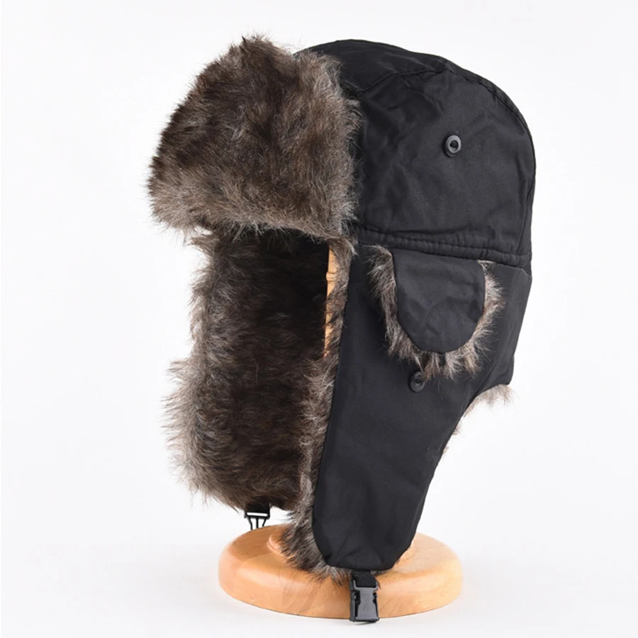 Men's Bomber Hats Winter Trapper Aviator Trooper Earflap Warm Russian Hats Outdoor Waterproof Ear Protectors Ski Hat winter hat earflap hat