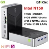 GMKtec G9 NAS Mini PC Intel N150 4-Bay M.2 NVMe Slots Firewall Computer 12G LPDDR5 64GB eMMC Ubuntu 2x2.5G Homelab Server WiFi6 1