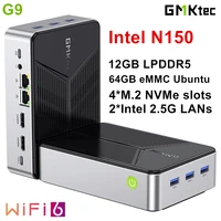 GMKtec G9 NAS Mini PC Intel N150 4-Bay M.2 NVMe Slots Firewall Computer 12G LPDDR5 64GB eMMC Ubuntu 2x2.5G Homelab Server WiFi6 1