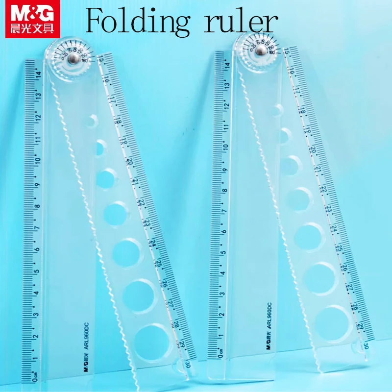 M&G Transparent Minimalist Folding Ruler 30cm Student Wave Ruler Portable Multifunctional Ruler