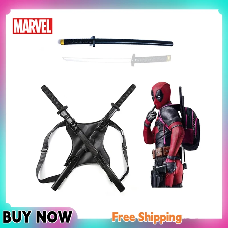 

Marvel Deadpool Double Knives Ninja Samurai Trumpet Props Halloween Cosplay Children's Performance Rubber Simulation Sword Set