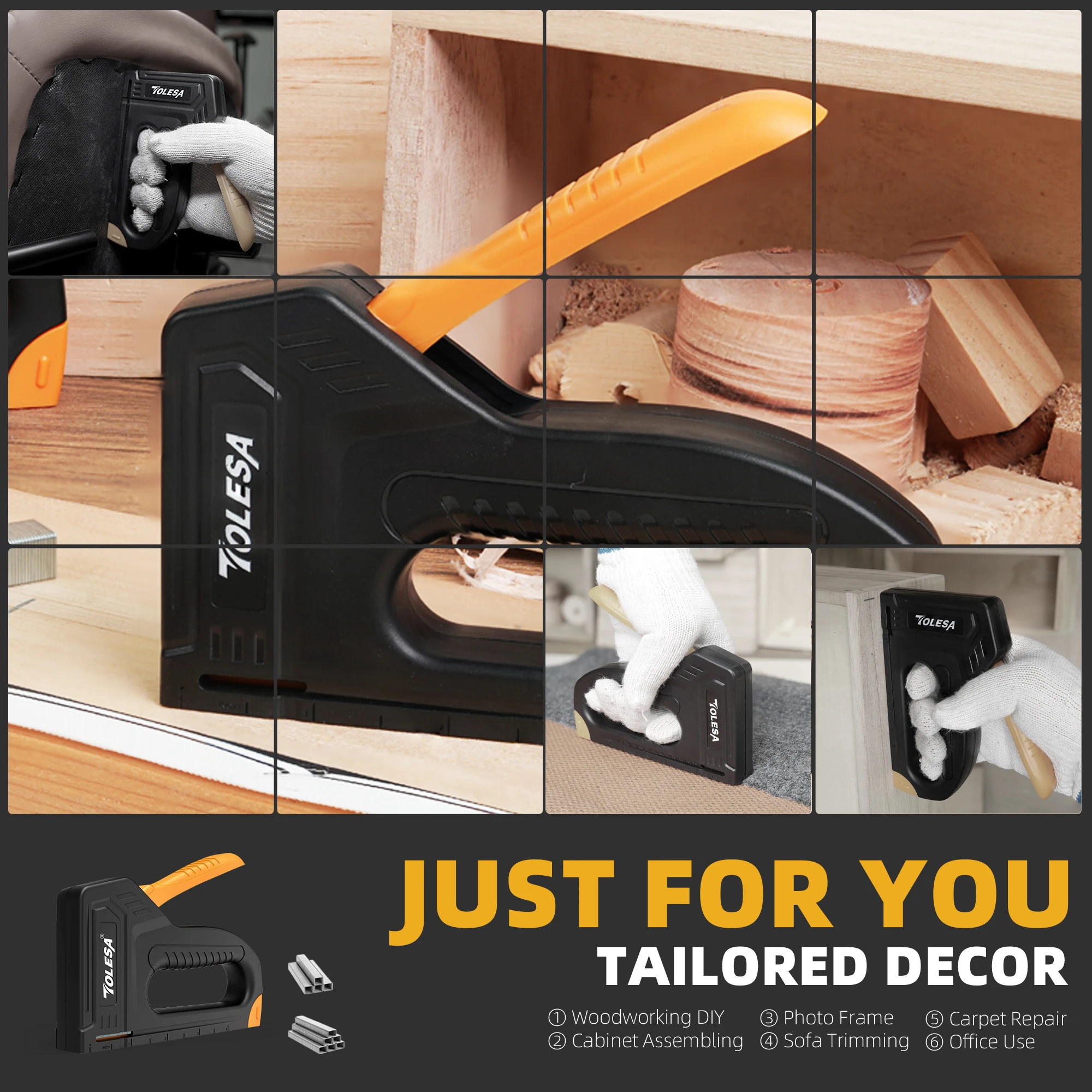 TOLESA Light Duty Staple Gun for Wood Upholstery Staple Gun with 1200PCS Staples Fabric Stapler Gun for Crafts DIY Decoration 6