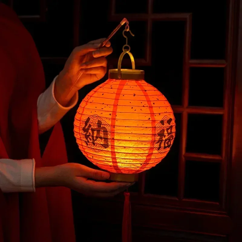 Chinese lamp LED Glowing classical red paper lantern DIY Assemble Paper Lanterns Spring Festival Children Gifts New Year Decor 4