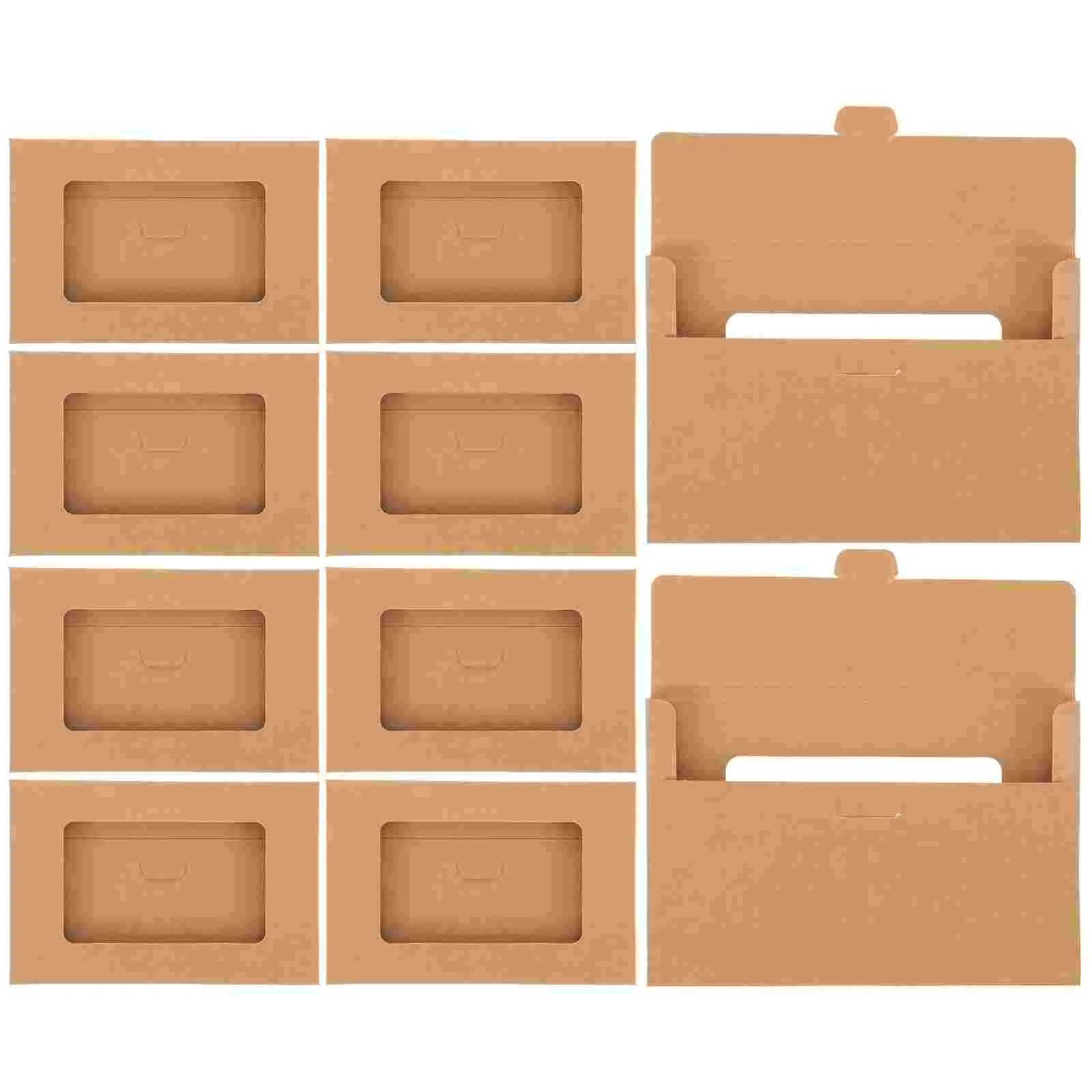 

10pcs Envelop Storage Boxes Kraft Paper Postcard Boxes Open Window Postcard Boxes