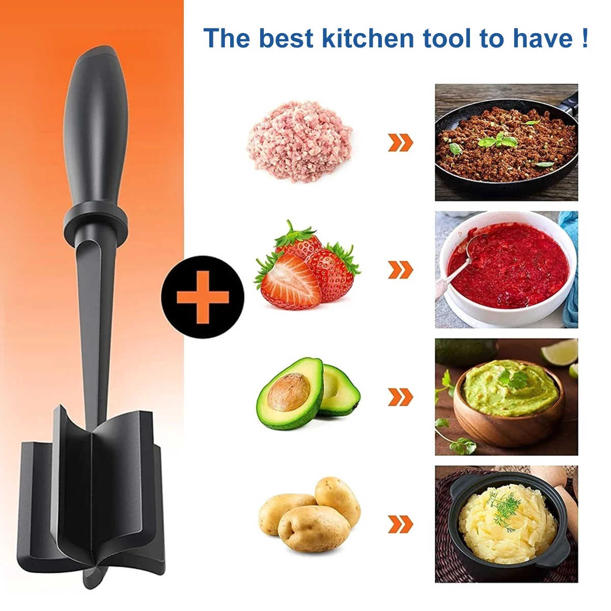 Meat Chopper for Hamburger, Premium Heat Resistant Masher and Smasher for  Ground Beef, Ground Turkey and More, Nylon Ground Beef Chopper Tool and  Meat