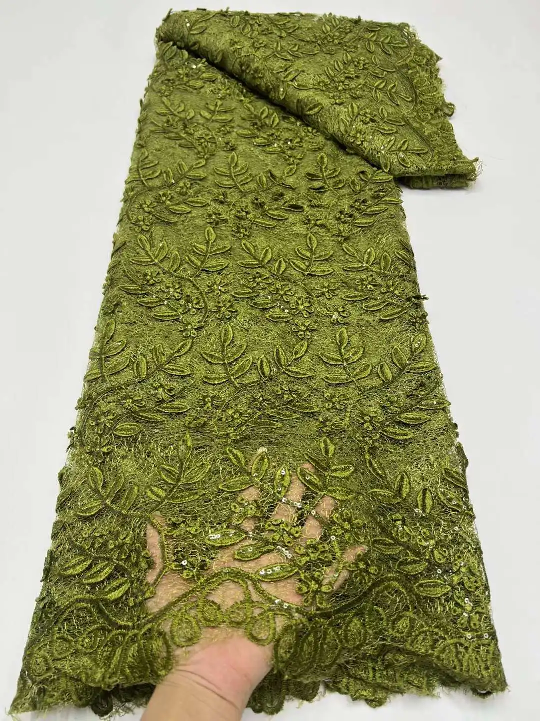 

African Lace Fabric 2024 French Net Sequins Fabric Sewing Embroidery Lace Tulle Mesh Nigeria Dress 5Yards RFO1-8