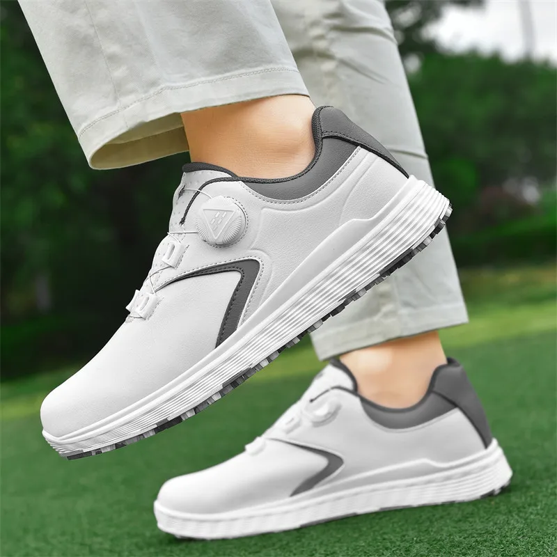 Leather Knob Golf Shoes Men Fashion Casual Outdoor Golfing Sneakers Women Waterproof Turf Anti-slip Golfer Sports Shoes Unisex