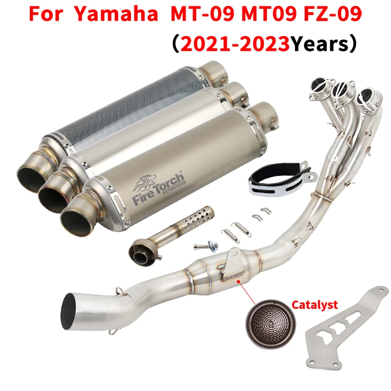 Slip On For Yamaha MT-09 MT09 FZ-09 XSR900 2021 - 2023 Full Motorcycle Exhaust Escape Systems Modify Catalyst Front Link Pipe