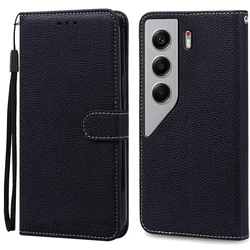 Leather Flip Wallet Case - Sleek Protective Cover with Card Slots for Camon 40 Pro 5G (Black)