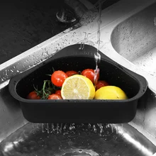 

Stainless Steel Triangular Drain Holder Kitchen Vegetable Fruit Filter Sink Shelf Hanging Storage Strainer Basket High Quality