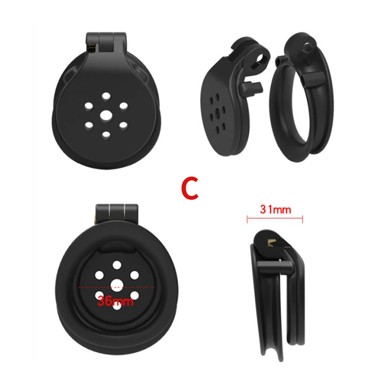 New Super Small Flat Male Chastity Cage Set With 4 Penis Lock Cock Ring Cobra Cock Cages Mamba Penis Cage Sex Toys For Men